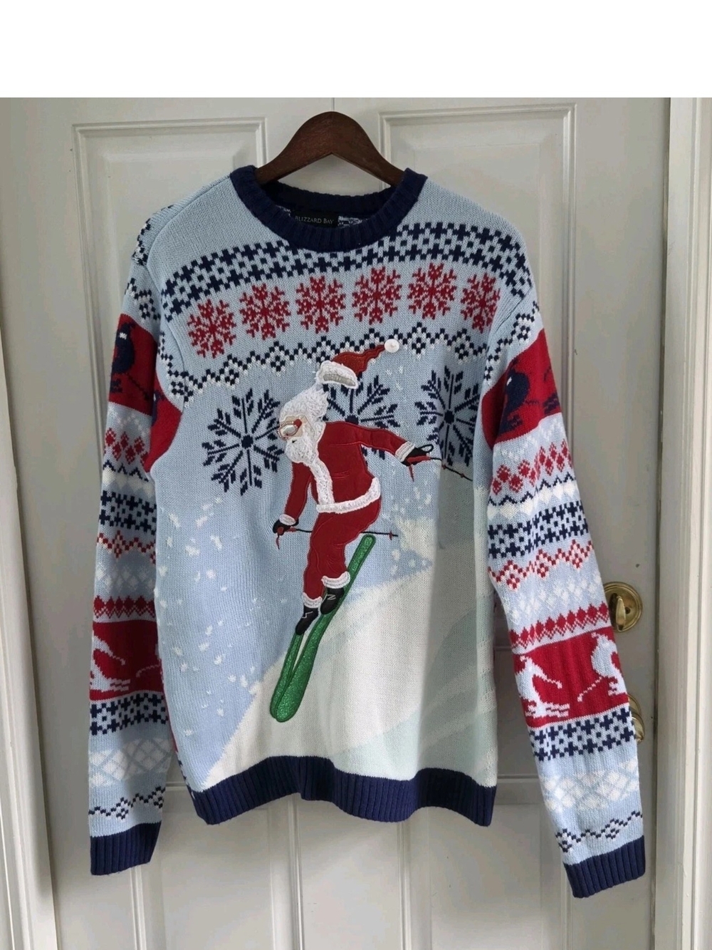 Blizzard Bay Santa Clause Christmas Ski Skiing Snow Ugly Sweater Size L